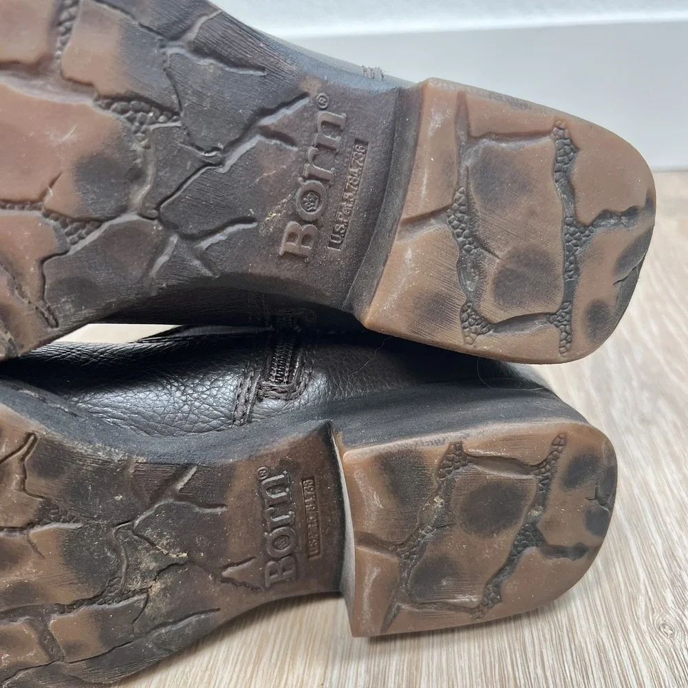 Women's Born Waters Brown Pebble Leather Riding Boots Inspired Silhouette 7.5M
